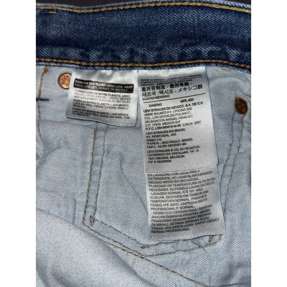 Levi's 501 Men's W34 100% Cotton Button Fly Jeans Natural Distress (Hemmed)